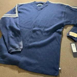 NWT VINTAGE 90’S POINT ZERO BLUE RIBBED SKATER GRUNGE DISTRESSED LARGE SWEATER - Picture 1 of 14