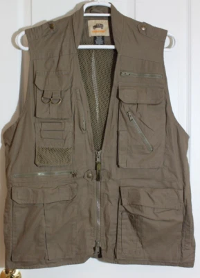 Humvee Vest Mens Large Brown Safari Hunting Fishing Photography Pockets - Image 1 of 4