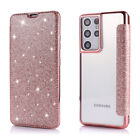 For Samsung S21 S20 Ultra S10 S9 S8 Plus Glitter Case Leather Wallet Flip Cover