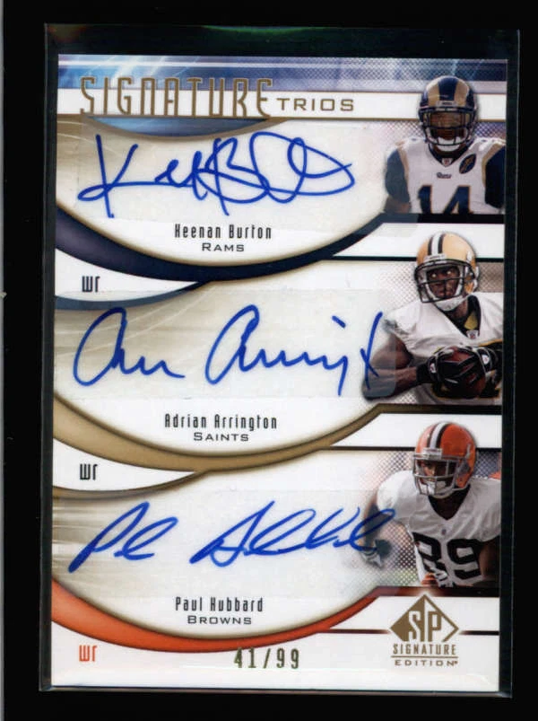 BURTON / ARRINGTON / HUBBARD 2009 SP SIGNATURE TRIOS TRIPLE AUTO #41/99 AX8107 - Image 1 of 1