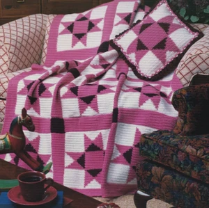 Crochet Afghan Pattern OHIO STAR AFGHAN & PILLOW Instruction Leaflet Annie's - Picture 1 of 3