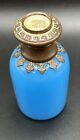 Antique French Grand Tour Souvenir Blue Opaline Perfume Bottle Paris
