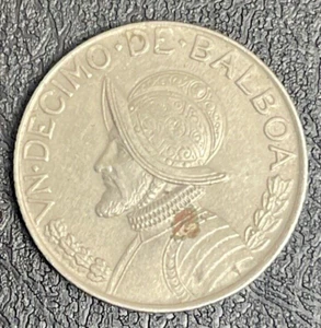 PANAMA 🇵🇦 UN DECIMO (1/10) DE BALBOA COIN 1966 - Picture 1 of 4