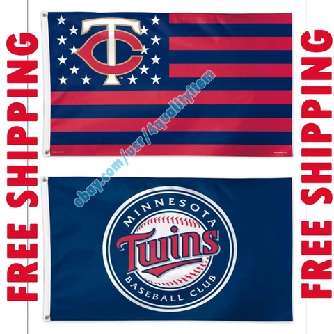 Deluxe Minnesota Twins Logo USA Stars Stripes Flag Banner 3x5 ft MLB Fan 2020 Cover