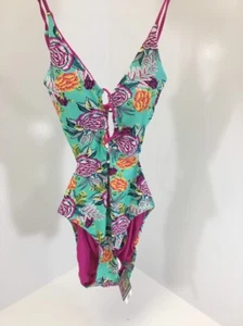 BCA BY REBECCA VIRTUE FLORAL ONE PIECE SWIMSUIT MINT/MULTICOLOR MEDIUM NWT - Picture 1 of 9