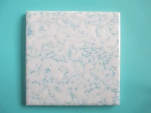 VINTAGE ROMANY MARBLE SWIRL BLUE WHITE CERAMIC SQUARE WALL TILE 4 1/4" X 4 1/4" - Picture 1 of 5