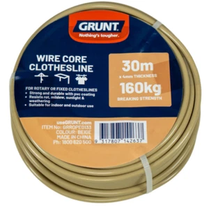 Grunt WIRE CORE PVC CLOTHESLINE Beige 160Kg strength DIY FREE SHIP - Picture 1 of 2