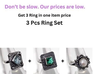 Topaz Pearl 3 Pcs Ring Set| Limited Time Deals Combo Set 6.5 GW - Bild 1 von 6