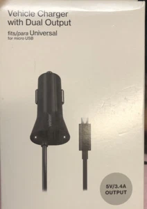 New Verizon Vehicle Car Charger w/LED Light & Dual Output  for Micro USB 3.4 Amp - Picture 1 of 4