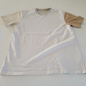 T-shirt Scotch and Soda panna beige color block taglia XL cotone usata in ottime condizioni logo più alto - Foto 1 di 9