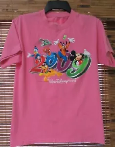 Disney 2009 Donald & Pluto shirt small adult pink graphics tee used - Picture 1 of 5