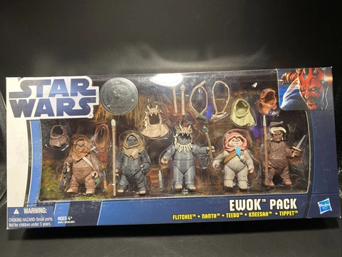 ToysRUs Exclusive HASBRO Star Wars EWOK Pack Action Figures TEEBO TIPPET NANTA Cover
