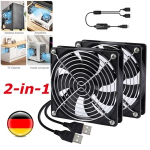 Regulowany podwójny wentylator 2 w 1 USB 140mm cichy wentylator obudowy PC PC - Zdjęcie 1 z 17