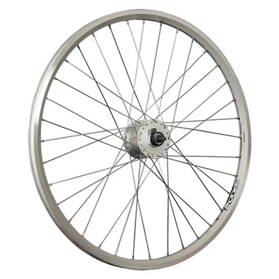 Laufrad 26 Zoll Vorderrad Fahrrad Shimano DH-C3000 Nabendynamo geöst silber - Bild 1 von 4