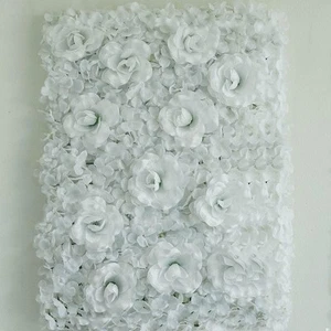 4 White Roses and Hydrangea Flowers Mat Wall Backdrop Panels Wedding Decorations - Picture 1 of 5