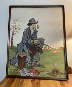 Vtg. Painting By cartoonist  Messmer, Hobo Folk Art - Picture 1 of 8