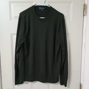 Brooks Brothers Mens Green 100% Merino round neck Sweater Size Large - Picture 1 of 12