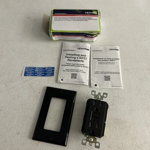 Leviton SmartlockPro Autoprueba Resistente a Manipulaciones GFCI con Placa de Pared GFTR1-E Negro - Imagen 1 de 8