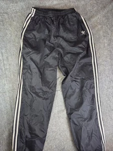Vintage Adidas Pants Men Medium Black White Ankle Zip Track Windbreaker Distress - Picture 1 of 11