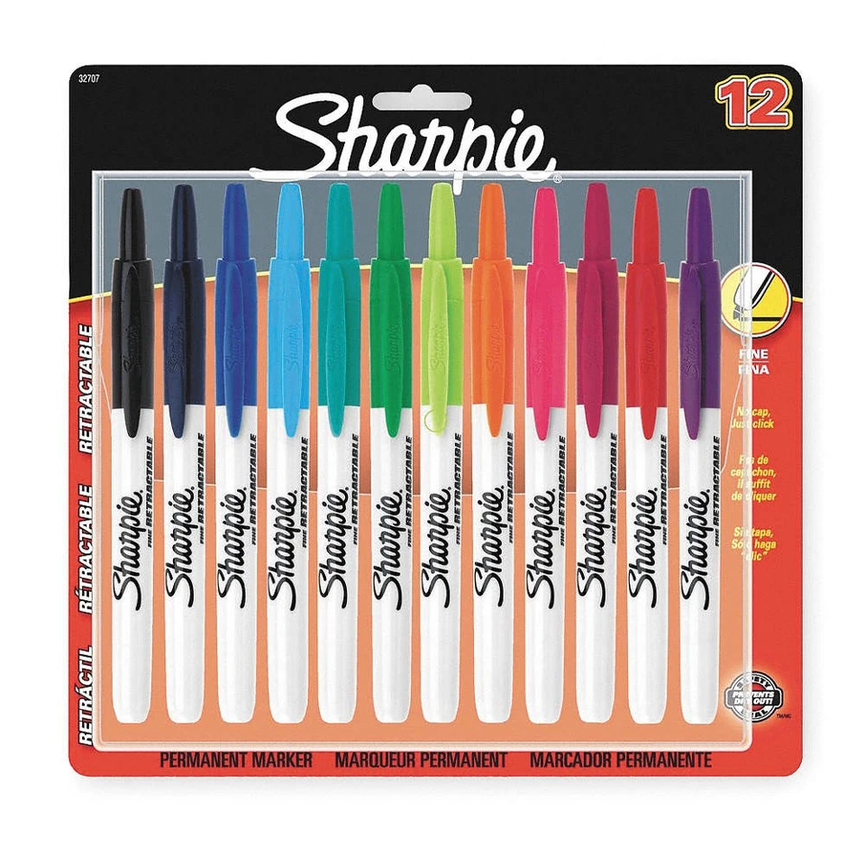 SHARPIE 32707 Permanent Marker Set,Assorted,PK12 1TNH6 - Image 1 of 1