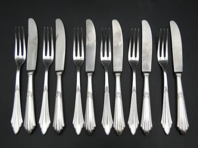 WMF Obstbesteck Fächermuster Modell 900 versilbert Jugendstil 12-teilig - Bild 1 von 4