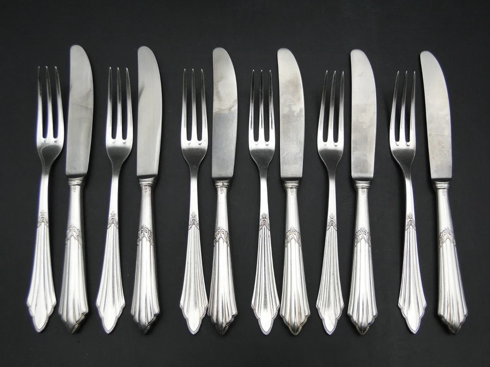 WMF Obstbesteck Fächermuster Modell 900 versilbert Jugendstil 12-teilig - Image 1 of 4