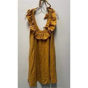 Abito donna Tre Grazie giallo lino oversize con volant damigella Cottagecore S - Foto 1 di 10