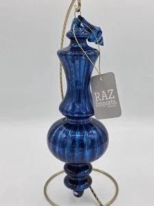 Precioso adorno de Navidad con acabado de vidrio soplado azul real 8" - Imagen 1 de 5