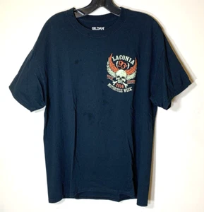 Camiseta Laconia Motorcycle Week Para Hombre Grande Negra Gildan Algodón Calavera 2016 - Imagen 1 de 6