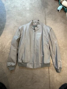 Vintage Mens Casablanca Leather Jacket Coat Grey Lined Full Zip- Size 46 - Picture 1 of 7