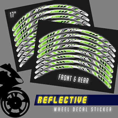 SH15 Green 17 INCH REFLECTIVE RIM STICKER For Kawasaki Ninja 650R 19 20 21 22 - Imagem 1 de 4
