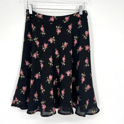 Falda Jones New York Mujer 2P Seda Floral Hada Coqueta Romántica Volantes Negros Foto 1 de 4