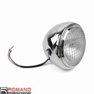 Bullet Old School 12V Headlights Mesh Grill Lamps For Harley Chopper Cafe Racer - Imagen 1 de 8