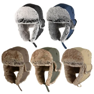 Sombrero de Trampero Taslan Ushanka - Forrado de Piel Sintética Estilo Ruso Cálido Gorra de Invierno - Imagen 1 de 39