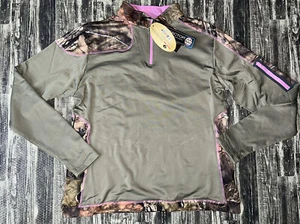 NWT Women's Mossy Oak YUKON Gear 1/4 Zip Baselayer Camo / Pink Hunting Jacket XL - Picture 1 of 10