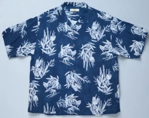 Tommy Bahama Herren 100 % Seide Hawaii blau SS Knopfleiste Hemd XL ~ EUC - Bild 1 von 4