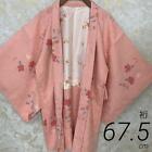 Vintage Japanese Floral Pink Kimono Long Jacket Haori Coat Silk From Japan mint