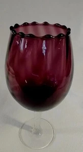 Empoli Amethyst Stemmed Glass Vase Italian Optic Swirl Retro Vintage  - Picture 1 of 12