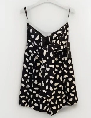 Lulu’s Lovelulus Black and White Tie-Front Strapless Romper Size Small NWT - Image 1 of 4