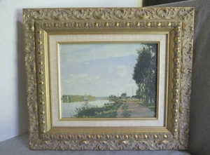 "Tablero de madera tallado Along The Loop Of The Seine Chateau Guillard de 19" - Imagen 1 de 9