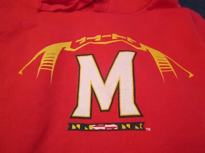 NWT MENS UNIVERSITY MARYLAND TERPS FOOTBALL HOODED  SWEATSHIRT RED XL - Image 1 of 2