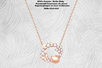 ZGO x Sanrio - Hello Kitty - Pendentif Couronne de rêves - Argent plaqué or rose - Photo 1/4