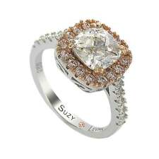 Suzy Levian Sterling Silver White & Pink Cubic Zirconia Engagement Ring
