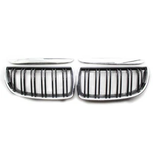 Front Kidney Grille Grill Chrome Dual Slat for BMW 3-Series E90 E91 2005-2008 AS - Picture 1 of 8
