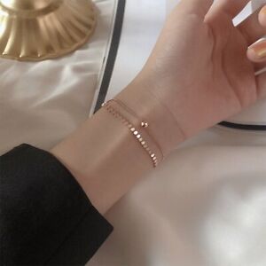 Sliver Double Layer Small Beads Lucky Chain Bracelet Women Wedding Jewelry