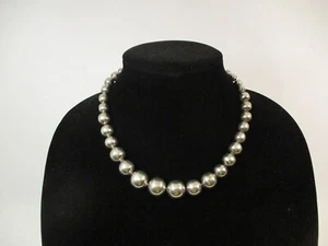 Vintage Sterling Silver Graduated Ball bead Necklace 18" Heavy 2.5 Oz - Picture 1 of 7