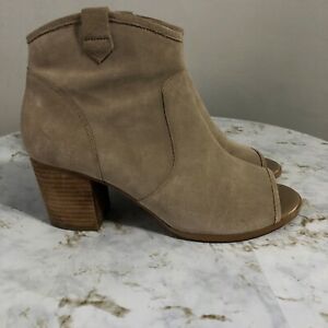 Crown Vintage Womens Size 9.5M Shoes Beige Brown Suede Zip Up Career Ankle Boots