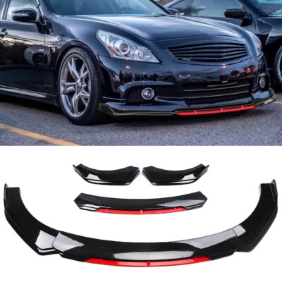 For Infiniti G37 X Sedan Black/Red Front Bumper Lip Splitter Kit Lower Chin Foto 1 de 4