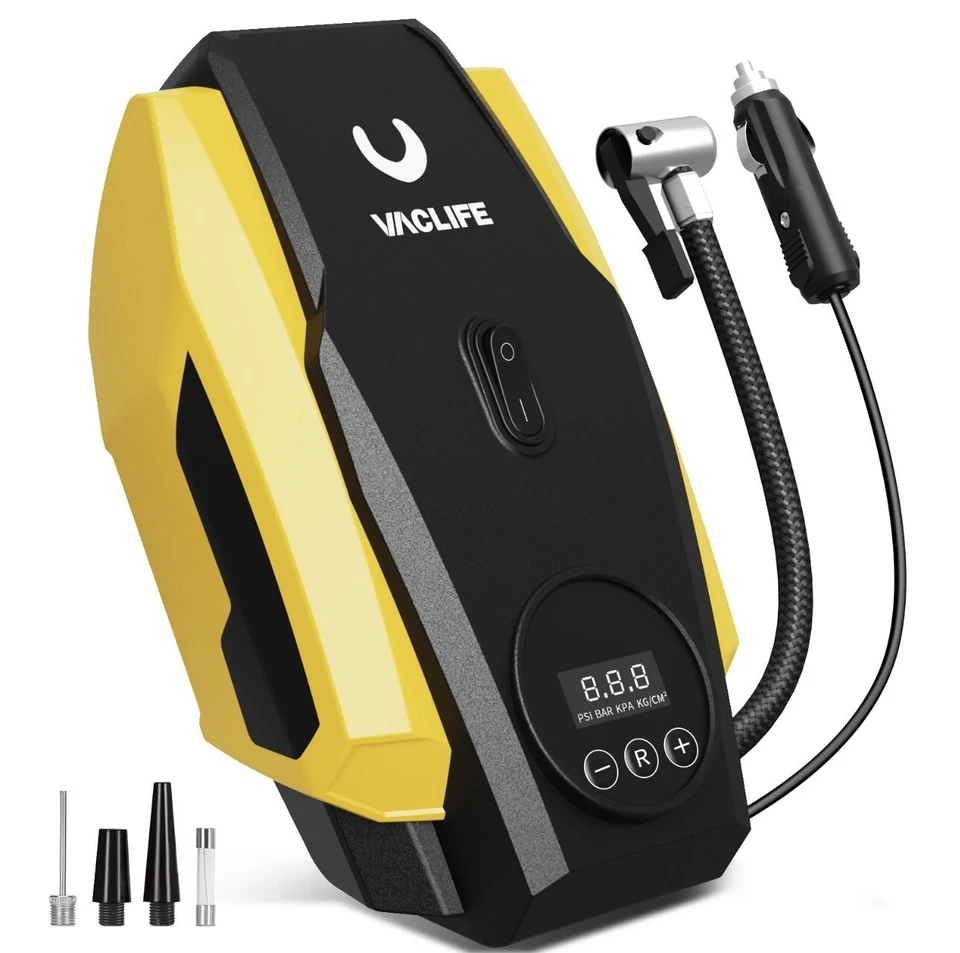 VacLife Air Compressor Tire Inflator LED Light | 12V DC | Air Pump for Car Tires