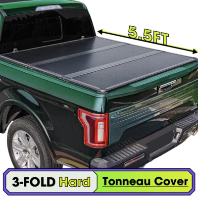 Жесткий складной 3-секционный чехол для кузова грузового автомобиля Toyota Tundra 66,7 дюйма 2014-2021 годов выпуска 5,5 фута - Изображение 1 из 4
